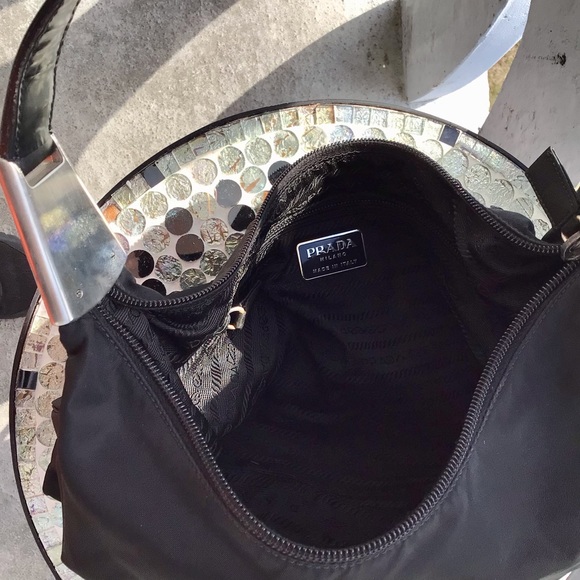 Authentic Prada Nylon and Patent Leather Zip Top Shoulder Milano Made in Italy - Picture 12 of 16